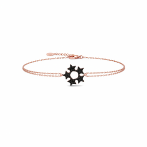 Black Star Zircon Stone Round <b>Charm</b> <b>Bracelet</b> Wholesale Handmade Turkish 925 Sterling <b>Silver</b> Jewelry - Product Image 2