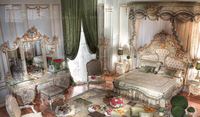 Lit rond en bois massif sculpté de style rococo princesse française, style vintage romantique, lit queen size, meubles de chambre à coucher