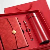 Coffret cadeau d'entreprise avec logo personnalisé, carnet PU A5, stylo, recharge, thermos isotherme, boîte cadeau, sac à main pour promotion et souvenir