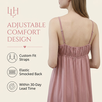 Robe de Nuit Femme en Viscose Slub Teinte Écologiquement, Bretelles Fines, Poitrine Froncée, Qualité Supérieure, Faible MOQ, Idéale pour Hôtels, Spas et Sommeil
