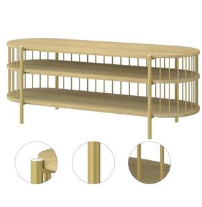 צורה אליפסה במבוק יחידת טלוויזיה לסלון, 3-שכבות עץ במבוק שולחן מרכז שולחן עם אחסון טלוויזיה Meuble - Product Image 2