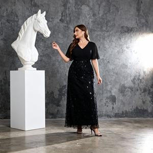 Abaya de Lujo con Lentejuelas Bordadas en Poliéster, Personalizada para Mujeres Musulmanas, Proveedor Mayorista, Vestido Elegante para Fiestas - Product Image 4