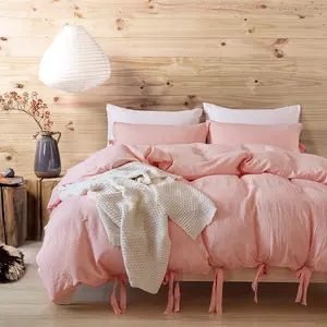 लक्जरी 110g पॉलिएस्टर गुलाबी duvet कवर राजा आकार बिस्तर सेट के लिए लटकन