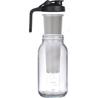 Pichet de rangement large 32oz 64oz, récipients en verre robustes à large ouverture avec bouchon à vis, bec verseur et poignée