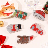 Vente en gros usine : Pince à cheveux mignonne de Noël, série pailletée, pince requin, logo personnalisé, accessoire pour chignon femme