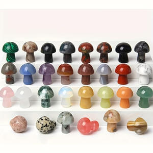 หินคริสตัลธรรมชาติขัดเงา หินบำบัดรูปเห็ด อัญมณีตกแต่งงานฝีมือ ของตกแต่งตามหลักฮวงจุ้ย สำหรับผู้หญิงผู้ชาย จี้หยกอาเกต - Product Image 3