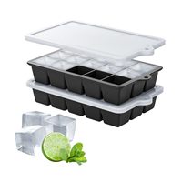 Ensemble de 2 moules à glaçons carrés en silicone avec couvercle, sans BPA, faciles à démouler, pour usage domestique – Vente chaude