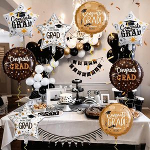 Set de Decoración con Globos de Aluminio para Graduación 2026, Globos Redondos Negros y Dorados Metálicos, Estrellas de Cinco Puntas - Artículos para Fiestas de Felicitación - Product Image 5