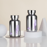 Versilberte Luxus-Glaskapsel-Flaschen für Nahrungsergänzungsmittel 150ml 200ml 250ml Bernsteinfarbener Gesundheitsbehälter mit Individuellem Logo