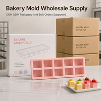 Moule à pâtisserie en silicone alimentaire avec couvercle, plateau carré à 10 cavités pour mini-gâteaux, mousses, gelées, fournitures de boulangerie en gros