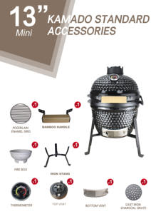 Ahumador de Carbón Auplex, Parrilla de Cerámica Kamado de 13 Pulgadas, <span class=keywords><strong>Asador</strong></span> de Carbón, Parrilla para Barbacoa - Product Image 5