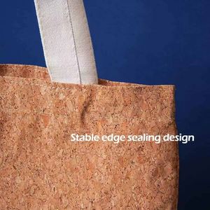 Bolsos Tote de Corcho Ecológicos Únicos, Bolsas de Compras de Lona de Algodón con Diseño de Madera, Regalo de Moda - Product Image 6