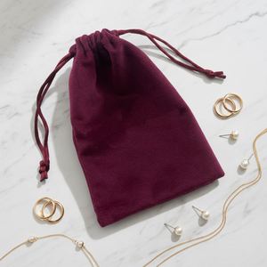 Pochette à bijoux en velours doux avec cordon de serrage, logo personnalisé, petite taille, pour bagues, boucles d'oreilles, colliers, emballage - Product Image 4