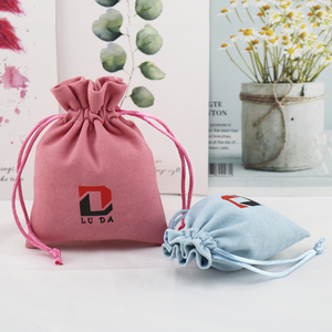 Custom Luxury Microfiber Jewelry Pouch with Drawstring pink Suede Velvet Gift <b>Bag</b> with logo <b>Dust</b> <b>Bag</b> - Product Image 2