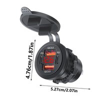 Toma de Corriente USB para Automóviles, Barcos y Embarcaciones Marinas de 12V-24V, Toma de Corriente USB Doble A + Doble Tipo-C, Enchufe de Carga USB