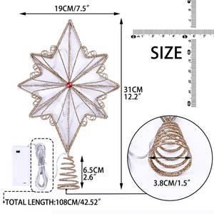 Eaglegifts 20 + год фабричное хорошее качество 32 см 3D освещенные золотые Рождественские украшения елочные украшения звезда Фигурки жениха и невесты; - Product Image 5