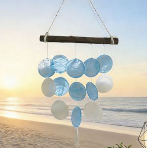 Nueva Campana de Viento Decorativa con Diseño de Conchas Azules para Primavera/Verano, con Luz y Sombra de Ensueño, Estilo Minimalista a Rayas, Modelo para Ventanas, Ideal para Regalo de Inauguración de Casa - Product Image 2
