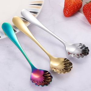 Cuchara de Helado con Forma de Concha de Acero Inoxidable Personalizada, Cuchara Creativa y Colorida para Postre, Café, Azúcar, Cuchara para Mezclar - Product Image 1