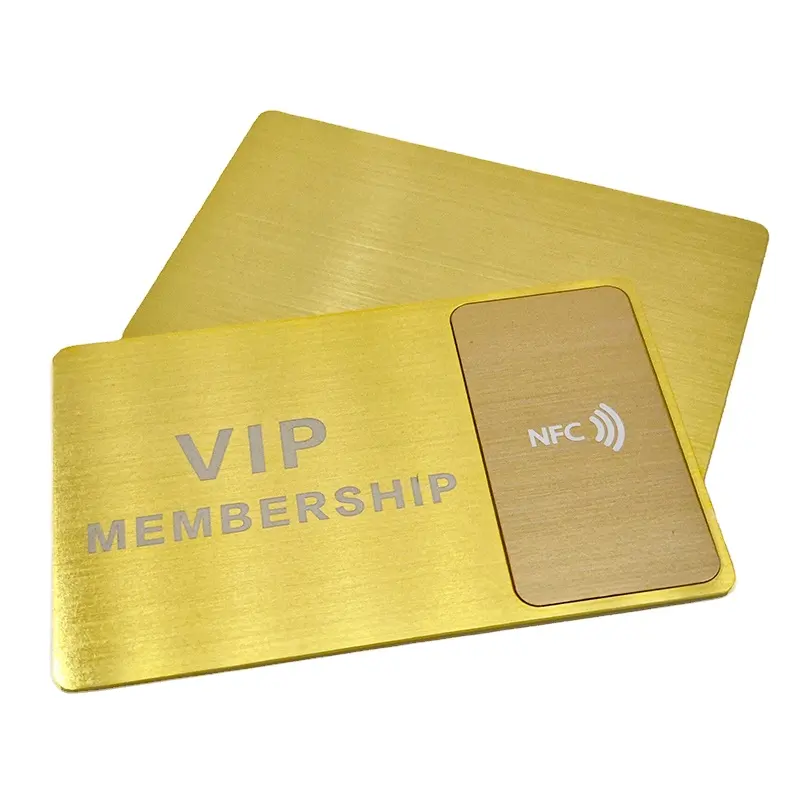 Gebürstetes Gold RFID NFC Metall karte Mitgliedschaft Club Management NTAG213 RFID Metall karte