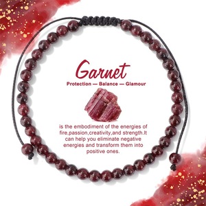 Wholesale Healing Crystal Woven Bracelet 4mm Round Natural Stone Adjustable Cord with Paper Info Card Customizable - Product Image 2