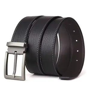 Fabricant de ceintures personnalisées pour hommes d'affaires polyvalentes de première couche en cuir de vache ceinture à boucle aiguille bicolore ceintures en cuir véritable