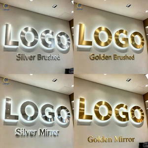 Letrero Luminoso con Logotipo de Empresa en 3D, Acabado en Oro Metálico, Acero Inoxidable Pulido, con Retroiluminación LED para Decoración de Pared de Oficina - Product Image 3