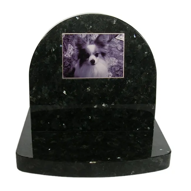Batu Granit Hitam Modern Alami Kustom untuk Hewan, Batu Nisan Kenangan Anjing Penggantian Berlian Kepala Kucing