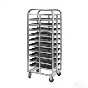 รถเข็นถาดถาดอาหารและเบเกอรี่แบบเคลื่อนที่ได้สูงทำจากสเตนเลสดีไซน์เชิงพาณิชย์สำหรับร้านอาหารโรงแรม - Product Image 1