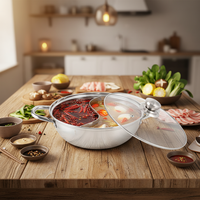 Marmite à double saveur en acier inoxydable avec séparateur, compatible induction, pour usage domestique – Pots à soupe et à bouillon