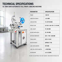 Machine d'étiquetage semi-automatique électrique à enveloppement complet 360 degrés pour bouteilles carrées plates, pots cosmétiques en verre/métal, produits chimiques quotidiens