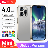 Teléfono Móvil Android Ultra Compacto con Pantalla Táctil, Versión Global, 4+64 GB, Wi-Fi, para Juegos, Súper Mini Smartphone
