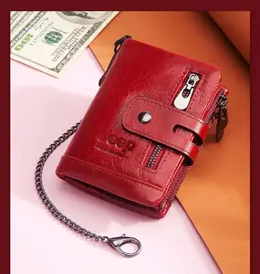 Hakiki deri erkek cüzdanlar Zip para cebi ile çantalar özel Logo erkek cüzdan ve kart tutucu cüzdan deri erkek