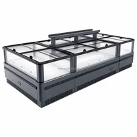 Vitrine Réfrigérée Commerciale Monotempérature à Refroidissement par Air, Type Îlot, pour Supermarché, Aliments Surgelés