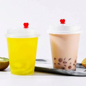 Emballage de boissons avec logo personnalisé, couvercle jetable en PP, gobelets à bulles en plastique mignons, tasses à café avec couvercles - Product Image 1