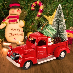 Modelo <span class=keywords><strong>de</strong></span> camión rojo <span class=keywords><strong>de</strong></span> Metal Vintage hecho a mano, juguetes para niños, artesanías navideñas personalizadas para niños, decoración <span class=keywords><strong>de</strong></span> adornos navideños - Product Image 6