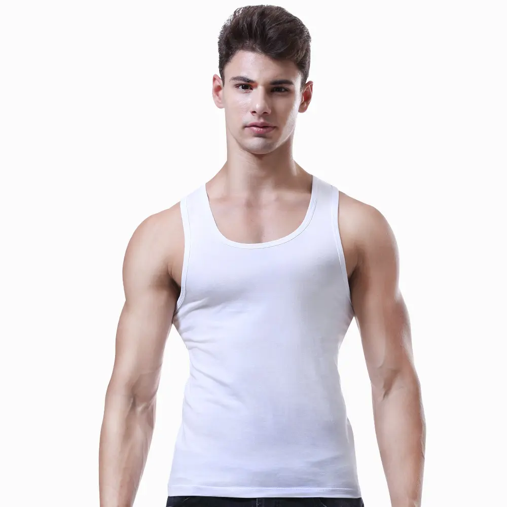 Wholesale Custom OEM men's tank tops organic cotton sweat proof undershirt slim fit underwear gym muscle sleeveless vest