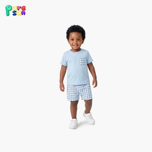 סט בגדי ילדים פופולרי של פורסאן, הדפס קצר שרוולים, שני חלקים, בגדי ילדים בהתאמה אישית, סטים של בגדי בנים - Product Image 2
