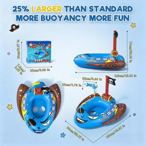 Pirate Ship <b>Inflatable</b> Kids Pool Float with Water Gun for Summer Water Play - Product Image 3