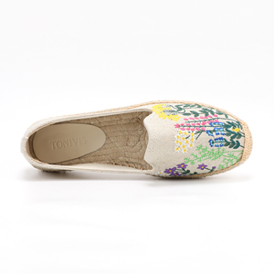 Sandali piatti Comfort estivi da <span class=keywords><strong>donna</strong></span> Slip On Comfort <span class=keywords><strong>scarpe</strong></span> di tela <span class=keywords><strong>espadrillas</strong></span> ricamate a mano <span class=keywords><strong>scarpe</strong></span> Casual da <span class=keywords><strong>donna</strong></span> - Product Image 5