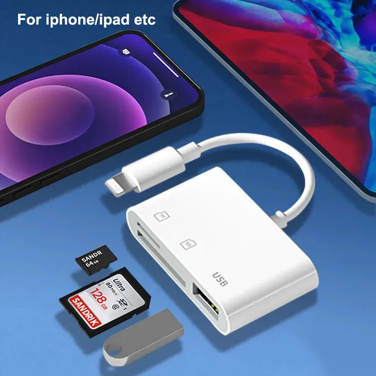 Tốt nhất 2 3 trong 1 SD Bộ nhớ đầu đọc thẻ cho iPhone iPad với TF SD cổng USB cho iPhone bên ngoài iPad Android điện thoại di động và máy ảnh