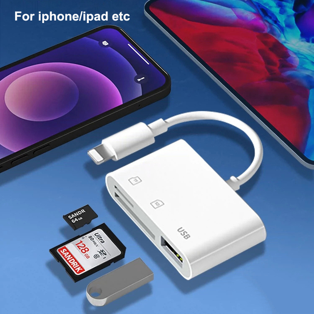 Best 2 3 in 1 SD Memory Card Reader for iPhone iPad with TF SD USB Port for iphone External ipad Android Mobile Phone and Camera