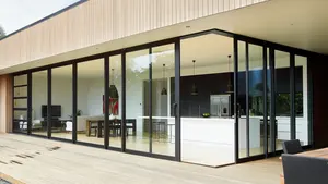 Villa Door And Window Thermal Break Residential Aluminium Sliding Balcony Door With Security Mesh Motorised Blinds