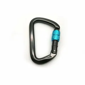 Clip de gancho de aluminio de seguridad Mosquetón de aluminio <span class=keywords><strong>en</strong></span> forma de <span class=keywords><strong>D</strong></span> de bloqueo ultraligero Mosquetones fuertes de escalada de 25kn Safety <span class=keywords><strong>EN</strong></span> CE - Product Image 2