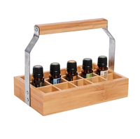 Boîte de rangement pour huiles essentielles en bambou à 15 compartiments, moderne, brillante, portable, multi-grilles, organisateur de bouteilles d'aromathérapie