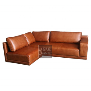 Offre spéciale canapé modulable haut de gamme en forme de L vintage marron en cuir véritable salon canapé d'angle design classique appartement club - Product Image 2