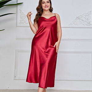 Plus <span class=keywords><strong>camicia</strong></span> <span class=keywords><strong>da</strong></span> <span class=keywords><strong>notte</strong></span> Sexy <span class=keywords><strong>da</strong></span> <span class=keywords><strong>donna</strong></span> di grandi dimensioni in raso alla moda pigiama traspirante Casual in seta <span class=keywords><strong>lunga</strong></span> - Product Image 4