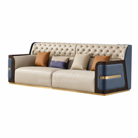 Hochwertiges Europäisches Luxus-Sofa-Set im Italienischen Design, 3-Sitzer Weißes Echtleder-Wohnzimmersofa