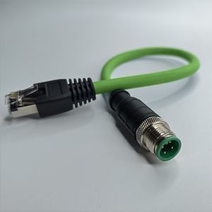 M12-Stecker A-codierter 4-poliger Stecker an RJ45-Stecker Industrial Profinet Ethernet Cat6-Kabelbaugruppe Doppelt abgeschirmter Kabelbaum - Product Image 1