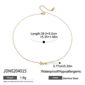 Collar de Acero Inoxidable Chapado en Oro de 18K con Colgante de Pin Cristiano y Dije con <span class=keywords><strong>la</strong></span> Palabra 'Love', con Diamantes, Hipoalergénico, Joyería Moderna - Product Image 5
