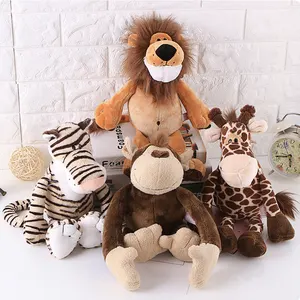 Factory Sale Custom 25cm Jungle Animal Stuffed Toys Forest Animals Soft Plush Dog Zebra Elephant Lion Fox Giraffe Kid Doll Gifts